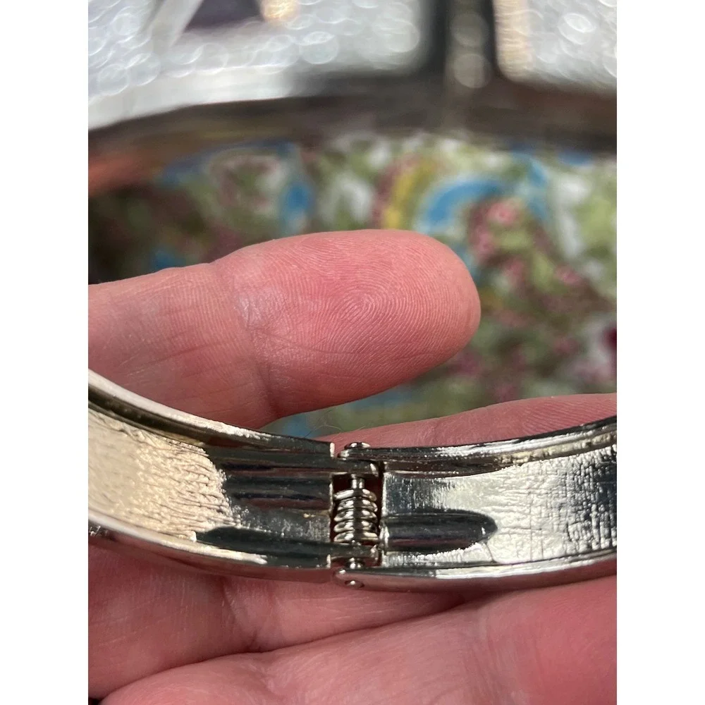 Michael Kors Bangle Bracelet Womens OS Silver Excellent Pave Crystal Studded